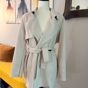 Zara Faux-suede Beige Women's Trench Coat